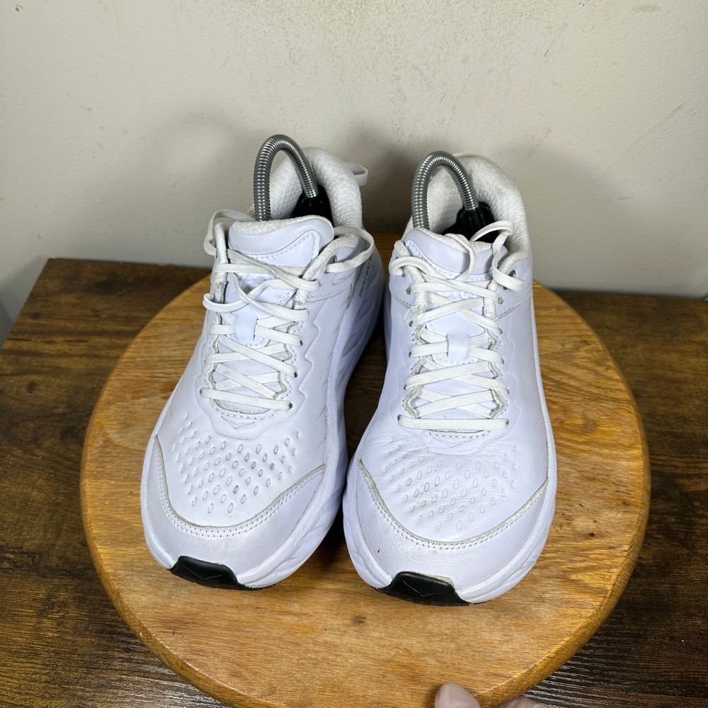 Hoka One One Bondi SR Women's White Leather Slip Resistant Shoes Size 9 - Picture 6 of 9
